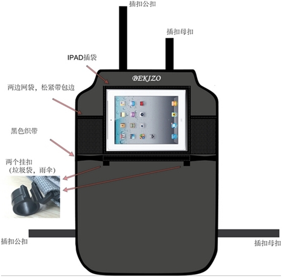 皮革汽車座椅置物袋